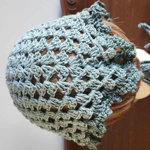 Bandana/Kerchief , Handmade, Crocheted, Ventilated for Summer Machine Washable - Picture 3 of 8